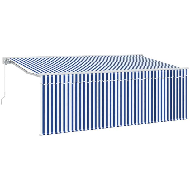Utfällbar markis Blå och vit Vit vidaXL 350 x 200 cm – bild 2