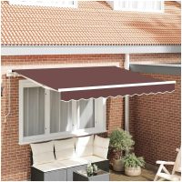 Utfällbar markis Brun och vit 350x200 cm 350 x 200 cm 3,5 x 2 m vidaXL