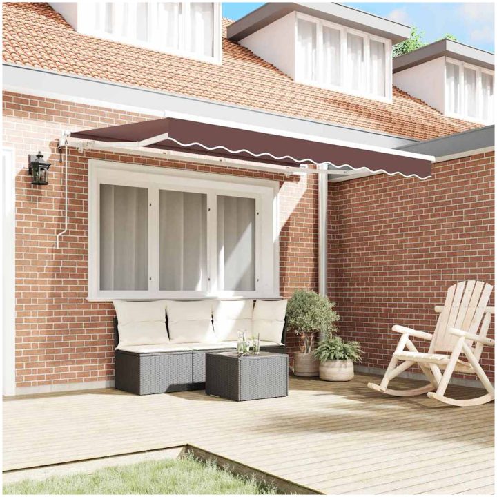 Utfällbar markis Brun och vit 350x200 cm 350 x 200 cm 3,5 x 2 m vidaXL 350x200 cm, 350 x 200 cm, 3,5 x 2 m – bild 3