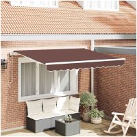 Utfällbar markis Brun och vit 350x200 cm 350 x 200 cm 3,5 x 2 m vidaXL