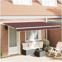 Utfällbar markis Brun och vit 400x200 cm 400 x 200 cm 4 x 2 m vidaXL