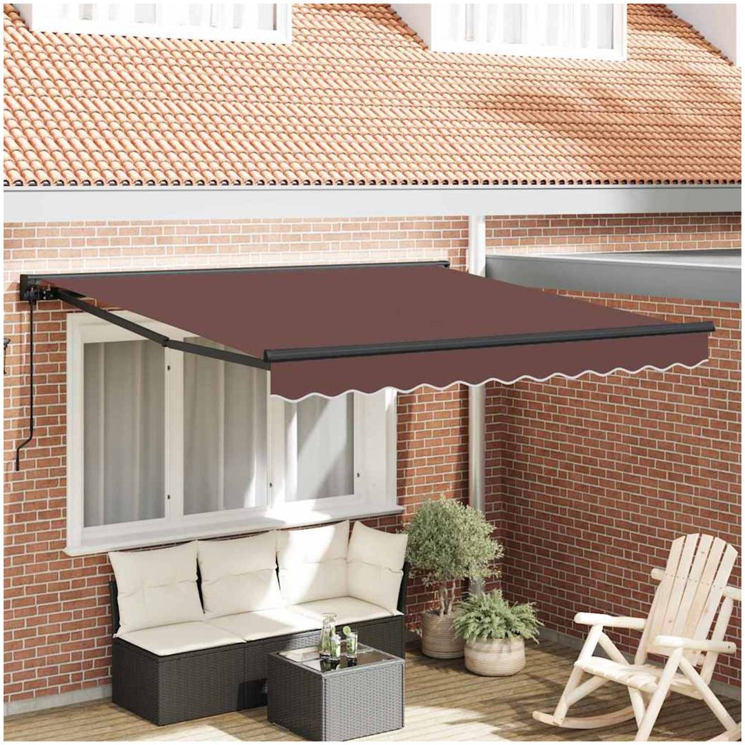 Utfällbar markis Brun Polyester vidaXL 300x250 cm