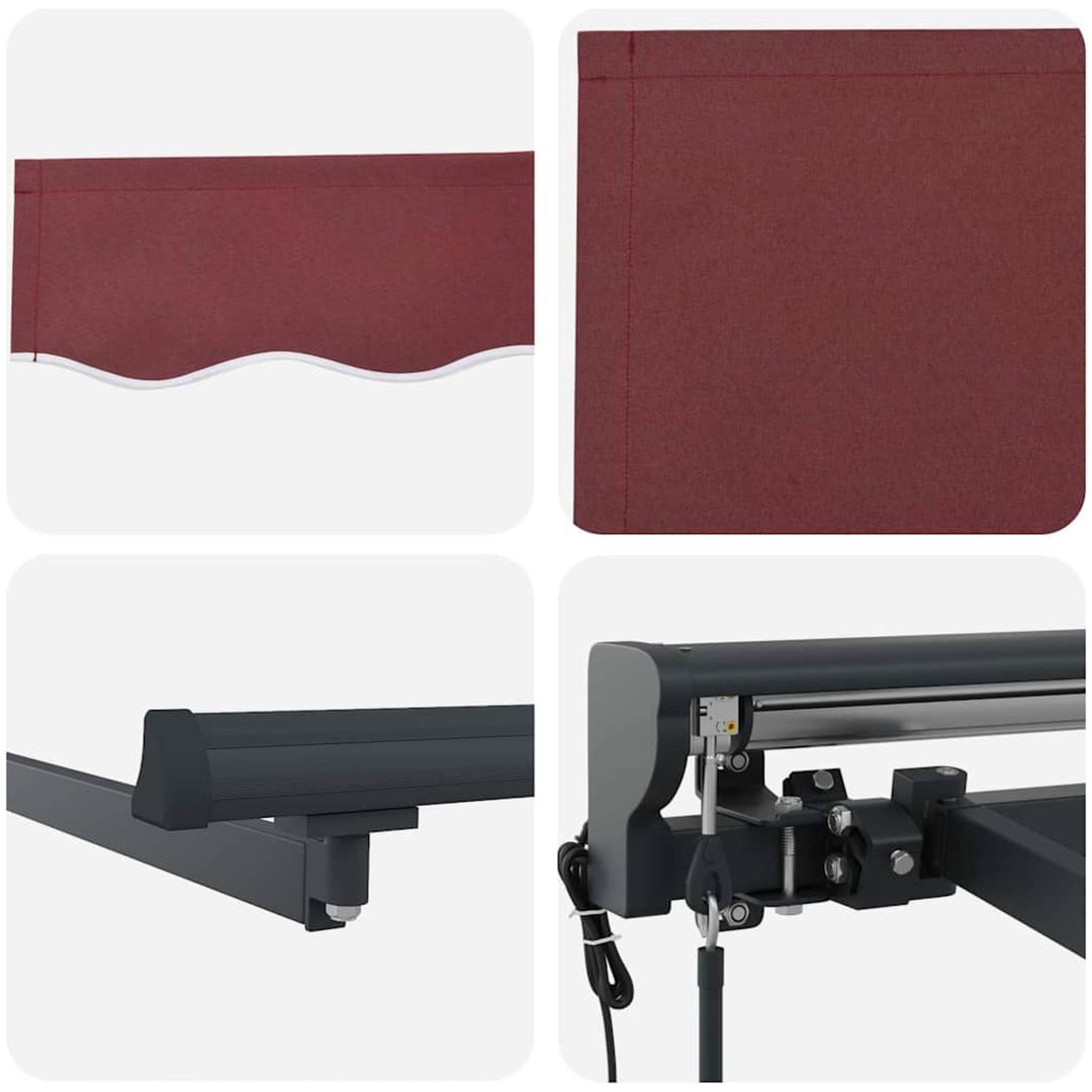 Utfällbar markis Burgunder Röd Polyester och metall vidaXL 300x250 cm – bild 6