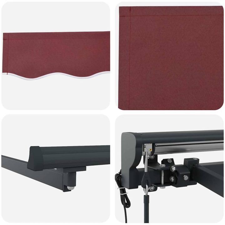 Utfällbar markis Burgunder Röd Polyester och metall vidaXL 300x250 cm – bild 6