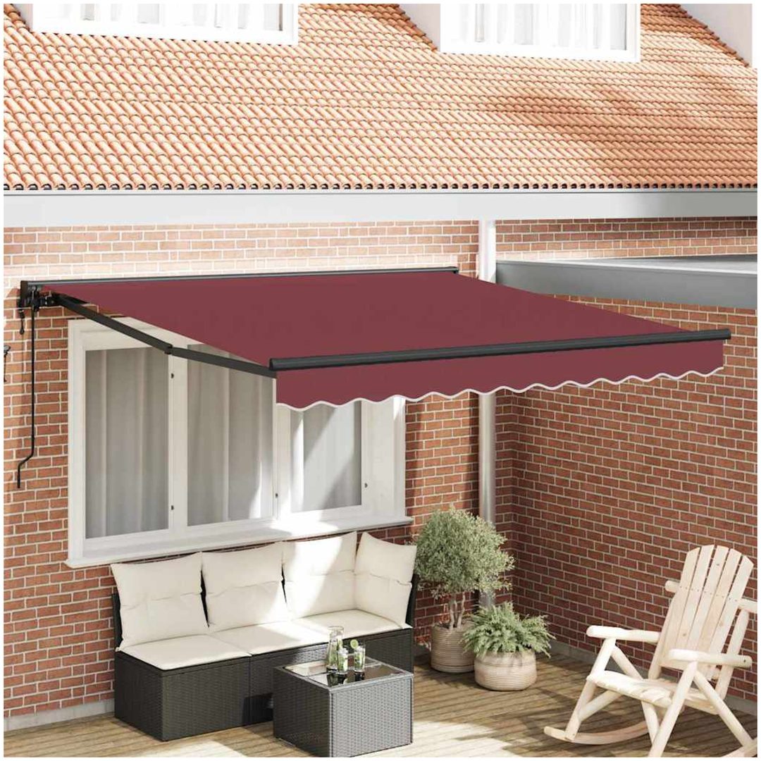 Utfällbar markis Burgunder Röd Polyester och metall vidaXL 300x250 cm
