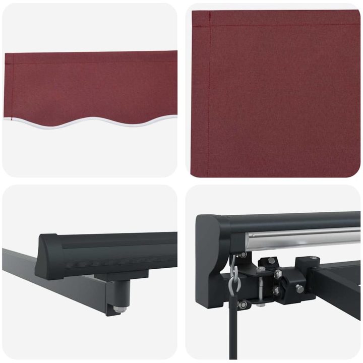 Utfällbar markis Burgunder Röd Polyester vidaXL 300x250 cm – bild 7