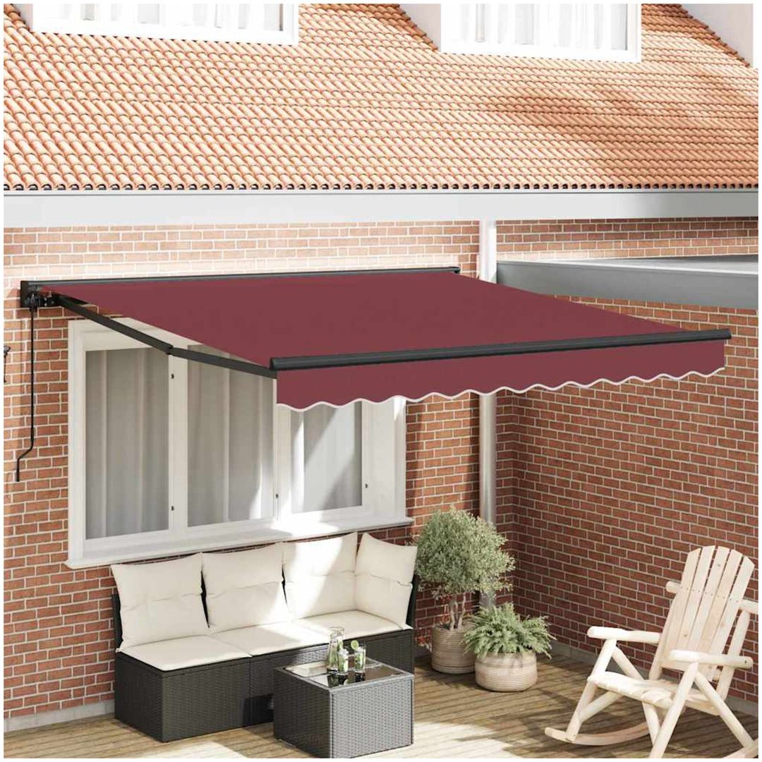 Utfällbar markis Burgunder Röd Polyester vidaXL 300x250 cm