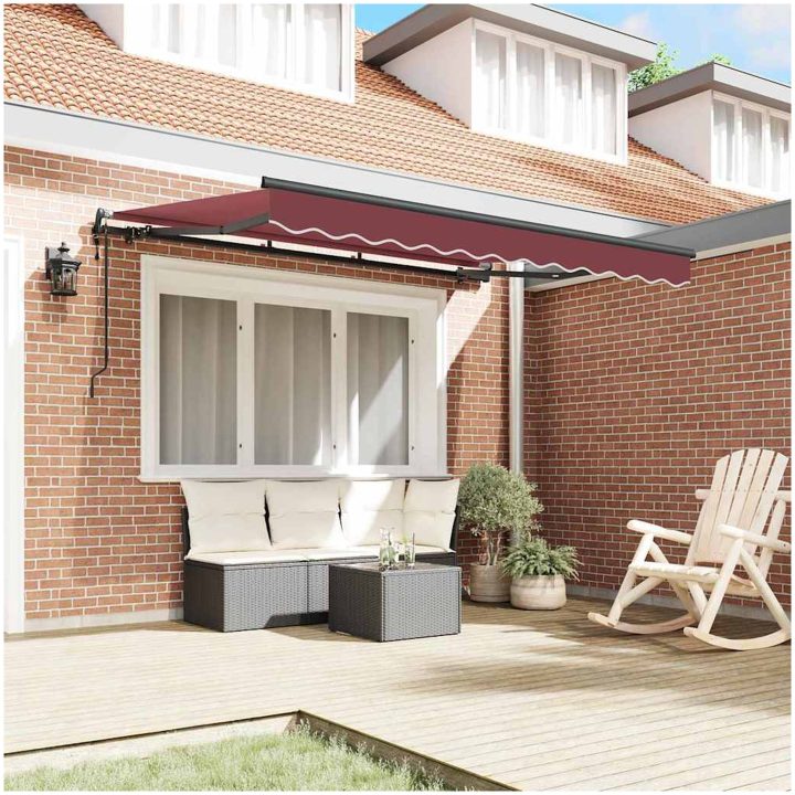 Utfällbar markis Burgundy röd och Antracit vidaXL 250x200 cm, 250 x 200 cm, 2,5 x 2 m – bild 3