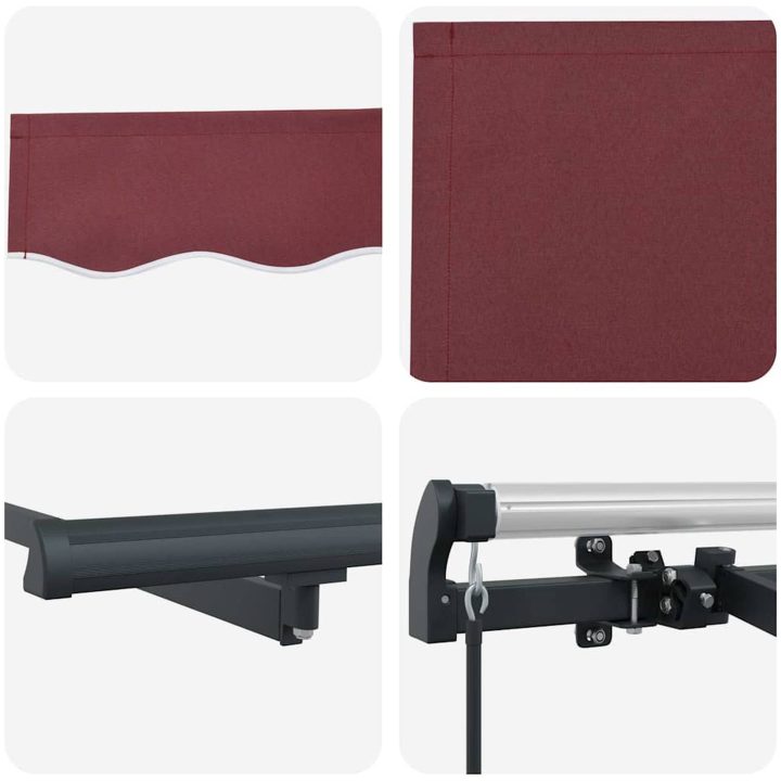 Utfällbar markis Burgundy röd och Antracit vidaXL 350x200 cm, 350 x 200 cm, 3,5 x 2 m – bild 5