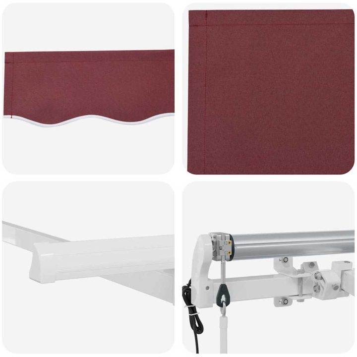 Utfällbar markis Burgundy röd och Vit vidaXL 350x200 cm, 350 x 200 cm, 3,5 x 2 m – bild 4