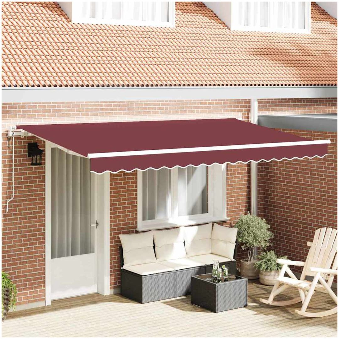 Utfällbar markis Burgundy röd och Vit vidaXL 350x200 cm, 350 x 200 cm, 3,5 x 2 m