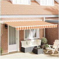 Utfällbar markis Flerfärgad och Gul och Orange och Vit vidaXL