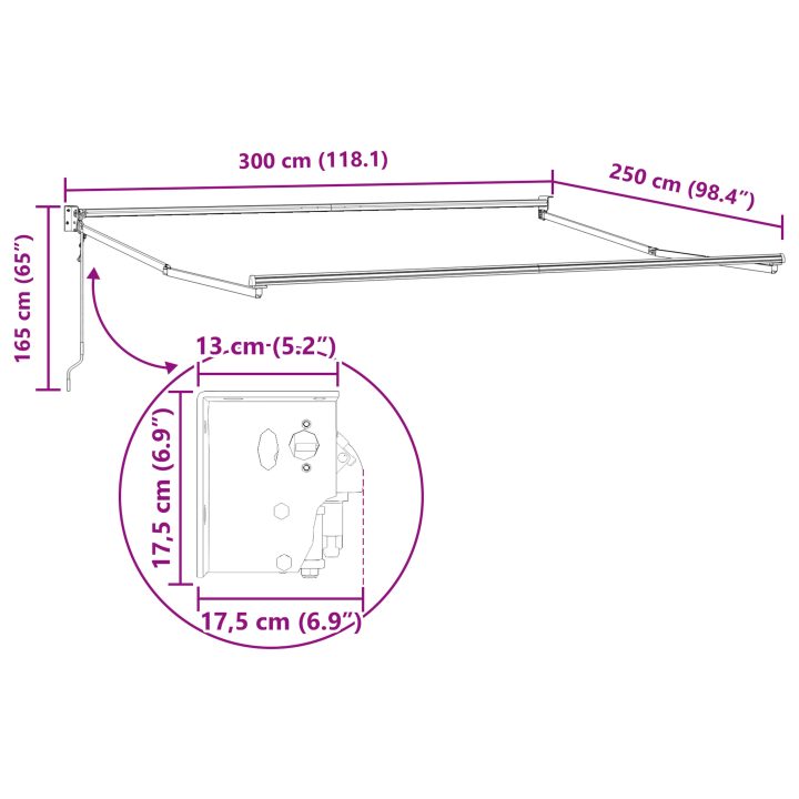Utfällbar markis flerfärgad Tyg vidaXL 300x250 cm – bild 12