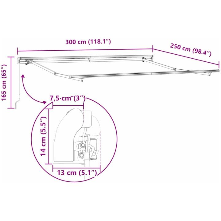 Utfällbar markis Flerfärgsdesign Polyester vidaXL 300 x 250 cm – bild 12