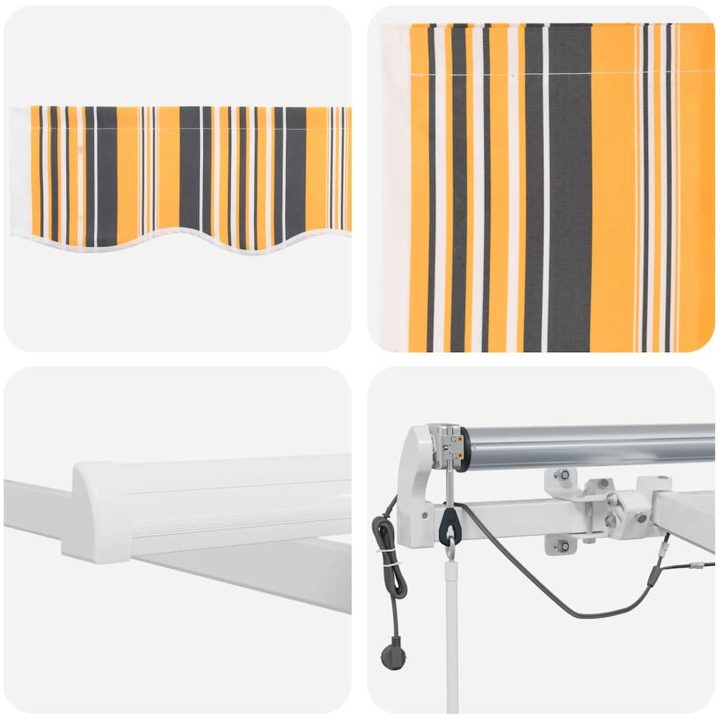 Utfällbar markis Flerfärgsdesign Tyg och Metall vidaXL 300 x 250 cm – bild 8