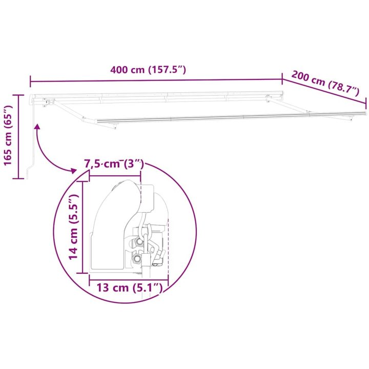 Utfällbar markis Grädde och vit vidaXL 4 x 2 meter – bild 7