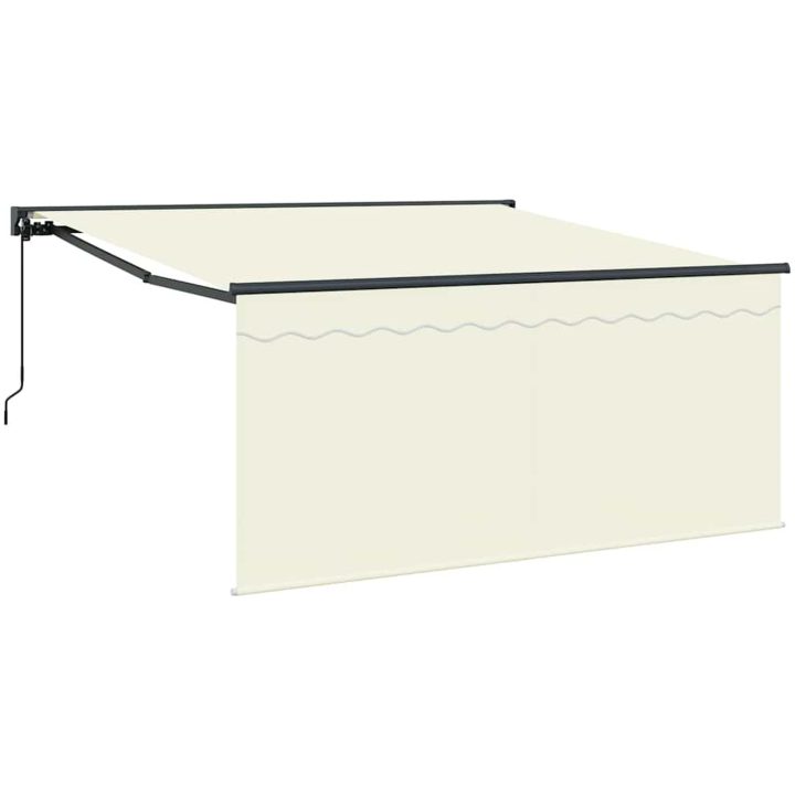 Utfällbar markis Gräddvit Polyester vidaXL Large – bild 2