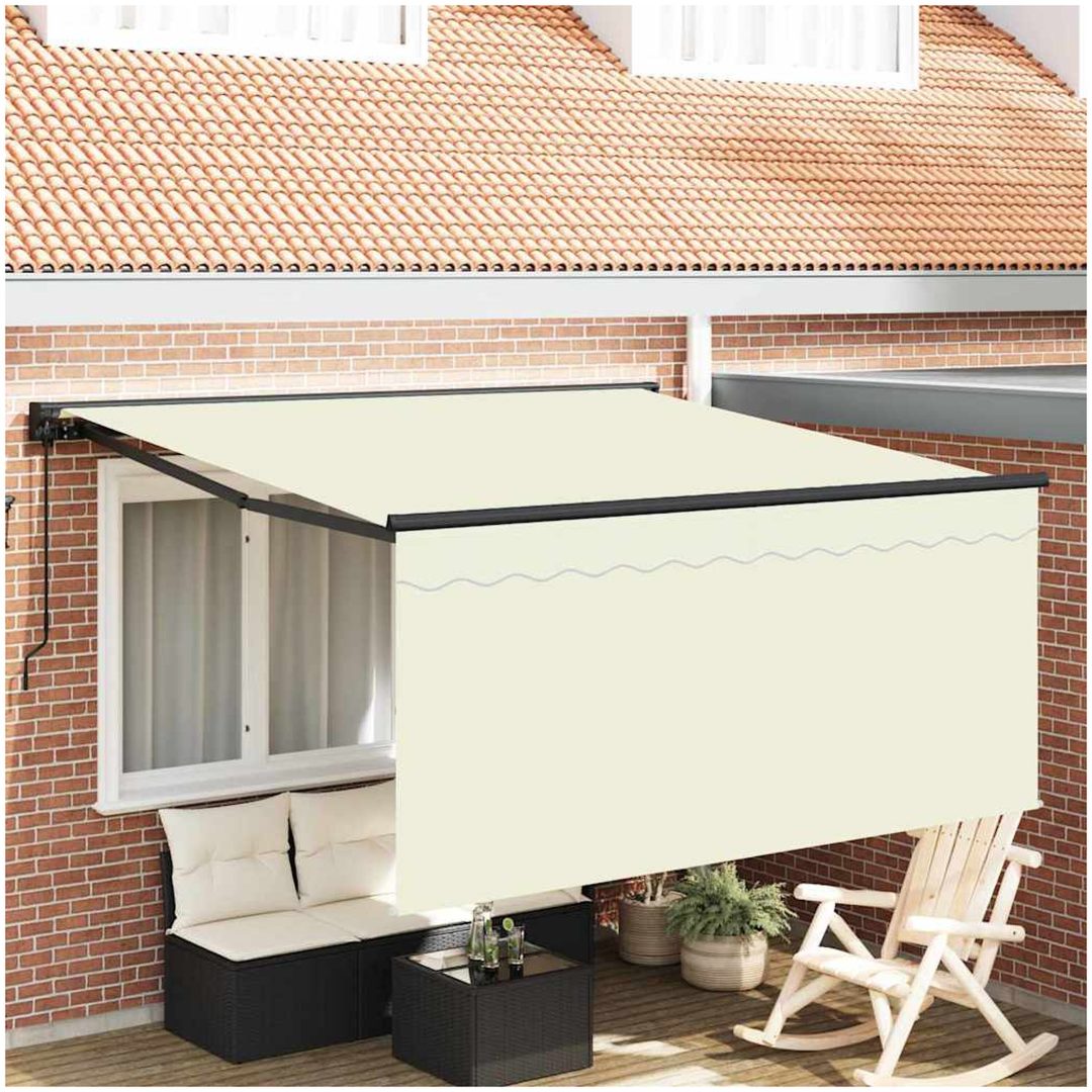 Utfällbar markis Gräddvit Polyester vidaXL Large
