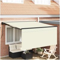 Utfällbar markis Gräddvit Polyester vidaXL