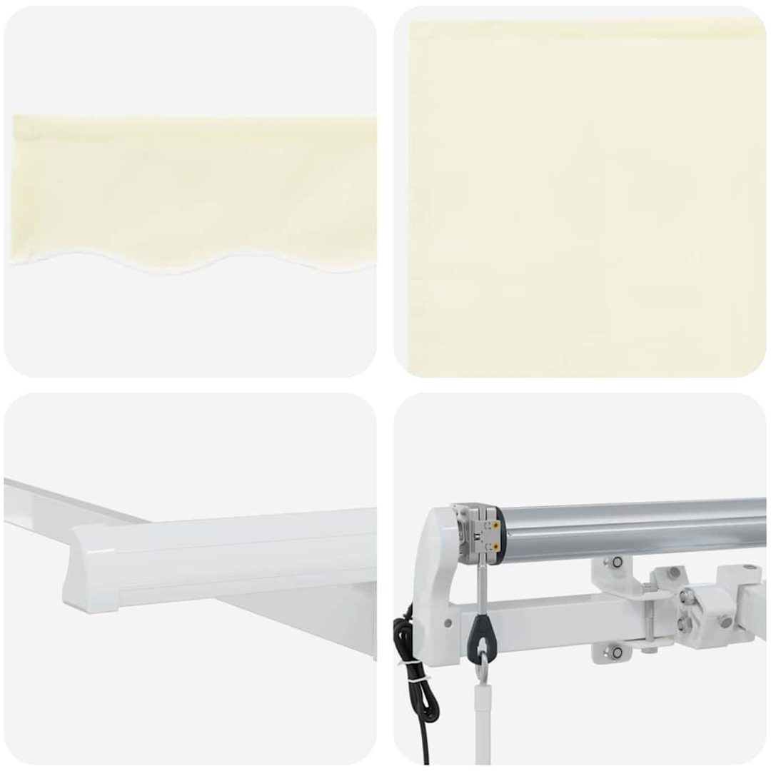 Utfällbar markis Gräddvit Vit Brun vidaXL 400 x 200 cm – bild 10