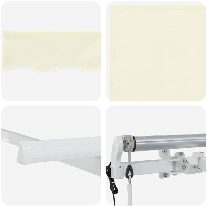 Utfällbar markis Gräddvit Vit Brun vidaXL 400 x 200 cm – bild 10