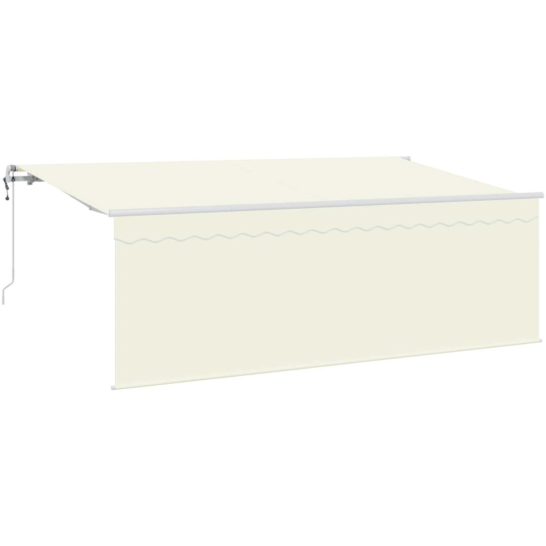 Utfällbar markis Gräddvit Vit Brun vidaXL 400 x 200 cm