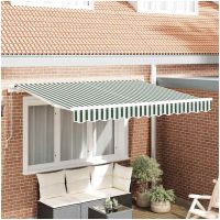 Utfällbar markis Grön och Vit 350x200 cm 350 x 200 cm 3,5 x 2 m vidaXL
