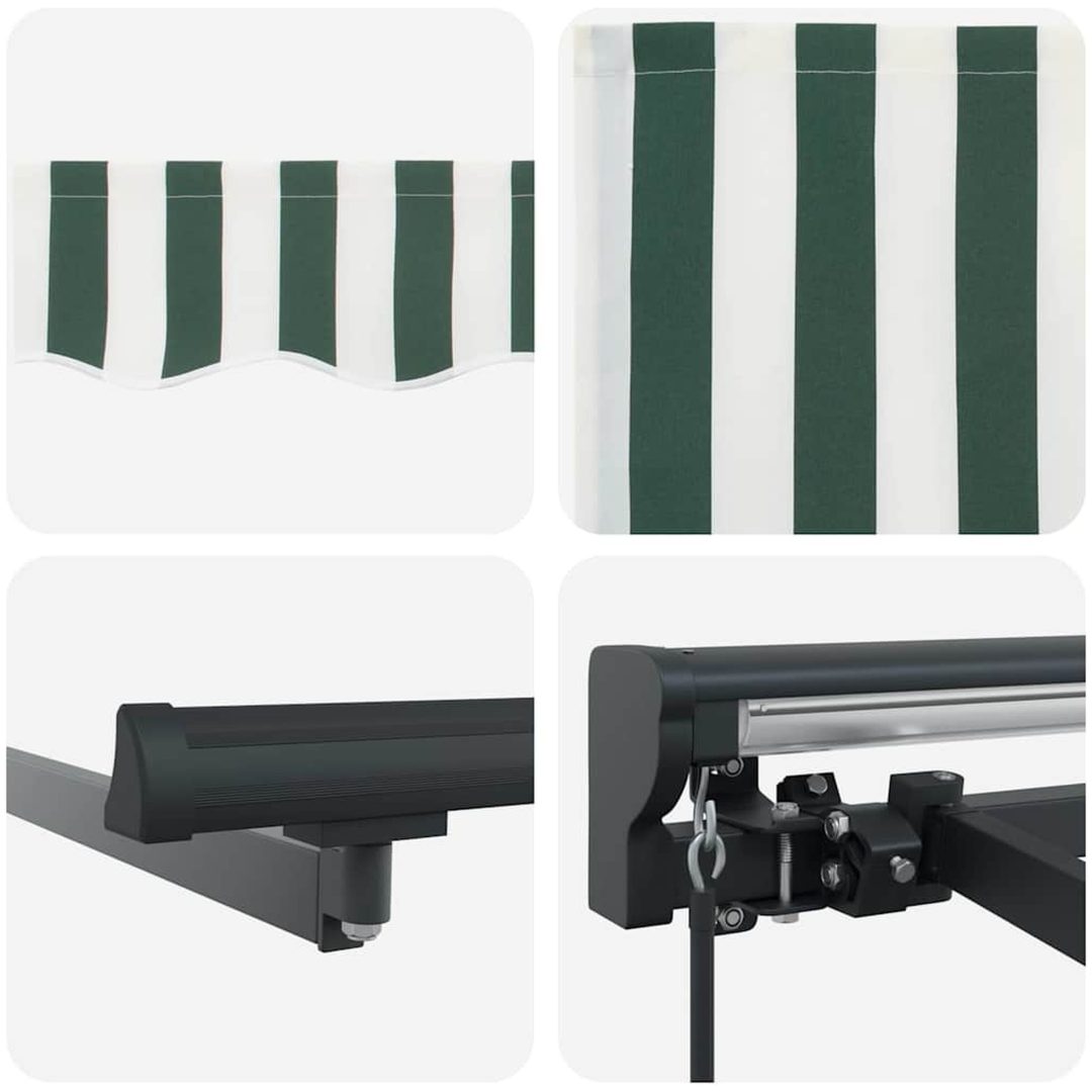 Utfällbar markis Grön och Vit vidaXL 300x250 cm – bild 8