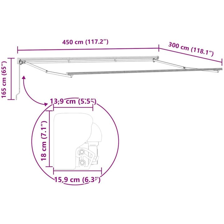 Utfällbar markis Gul och Orange Tyg och Metall vidaXL 450x300 cm – bild 10