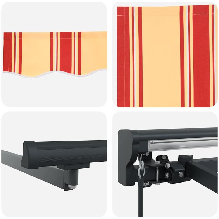 Utfällbar markis Gul och Orange Tyg och Metall vidaXL 450x300 cm – bild 6