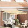Utfällbar markis Gul och Vit Polyester och metall vidaXL 300x250 cm – miniatyr 1