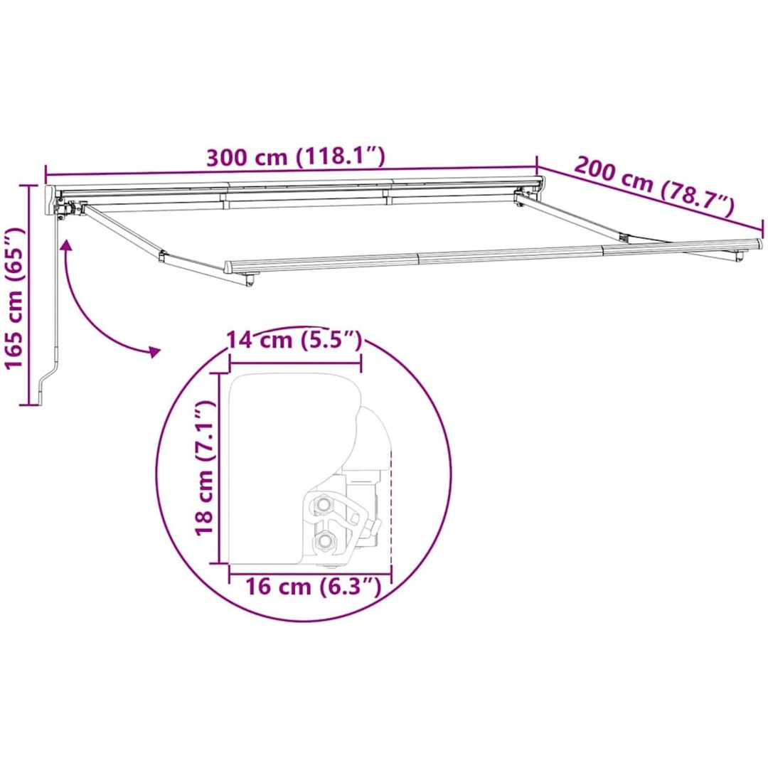 Utfällbar markis Gul och Vit vidaXL 300x200 cm – bild 10