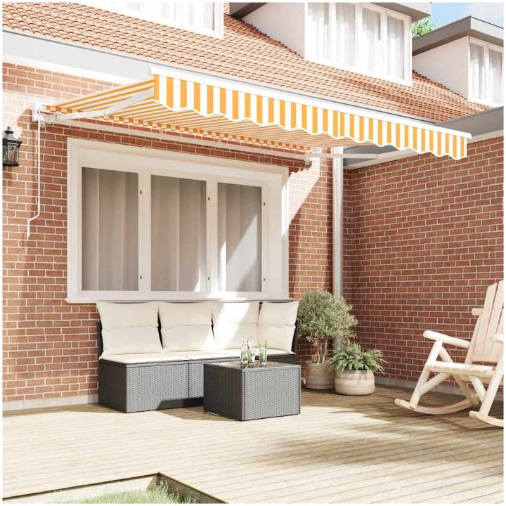 Utfällbar markis Gul och Vit vidaXL 300x200 cm – bild 3