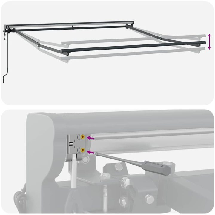 Utfällbar markis Kräm Aluminium och Polyester vidaXL 350x250 cm – bild 7