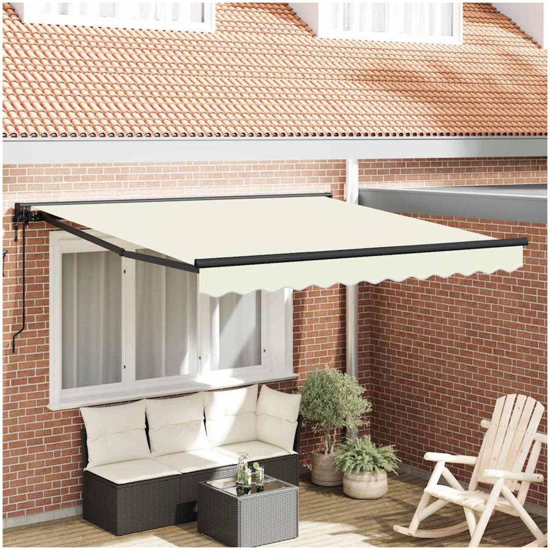 Utfällbar markis Kräm Aluminium och Polyester vidaXL 350x250 cm