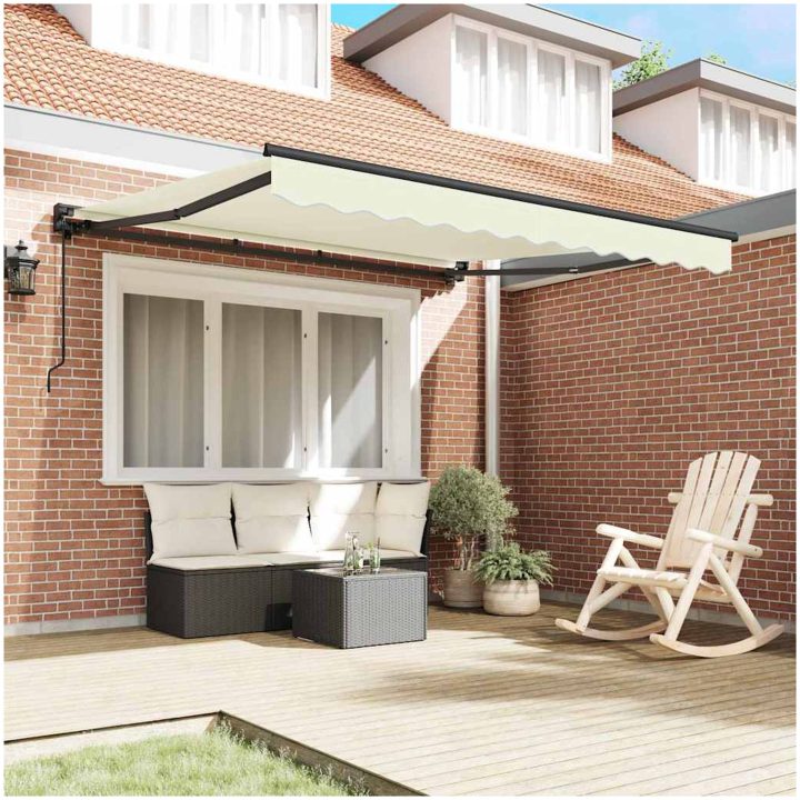 Utfällbar markis Kräm Polyester vidaXL 300x250 cm – bild 3