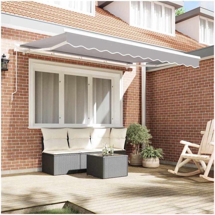 Utfällbar markis Ljusgrå och Vit vidaXL 250x200 cm, 250 x 200 cm, 2,5 x 2 m – bild 3