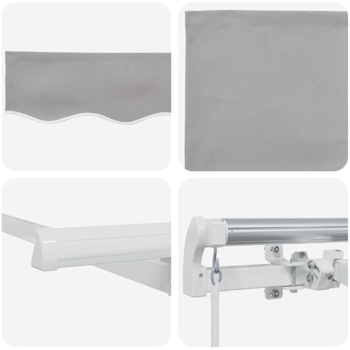 Utfällbar markis Ljusgrå och Vit vidaXL 250x200 cm, 250 x 200 cm, 2,5 x 2 m – bild 4