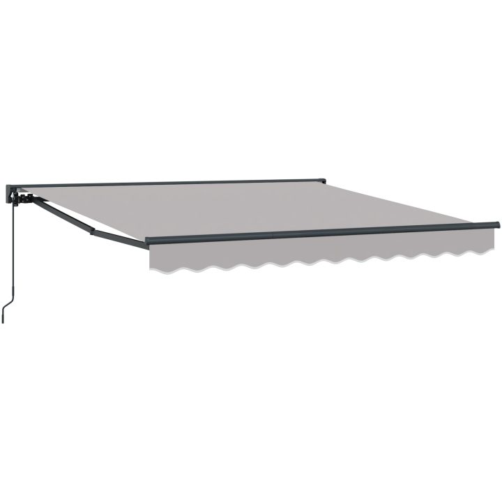 Utfällbar markis Ljusgrå Polyester vidaXL 300x250 cm – bild 2
