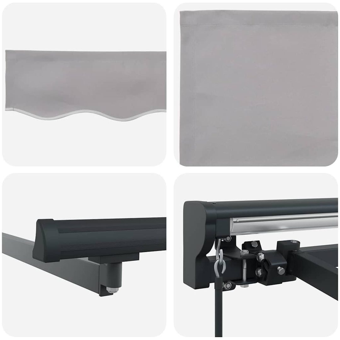 Utfällbar markis Ljusgrå Polyester vidaXL 300x250 cm – bild 6