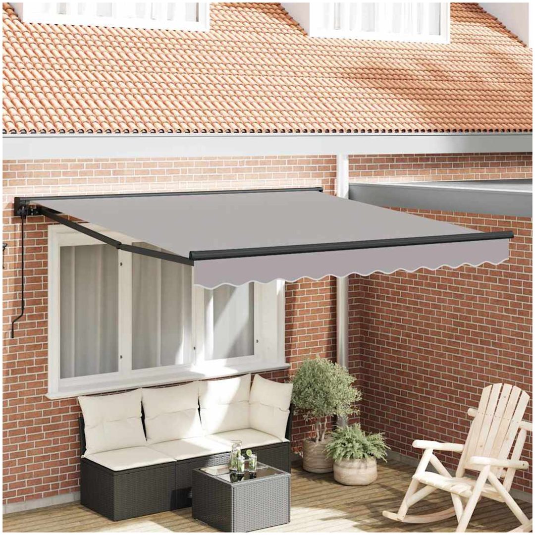 Utfällbar markis Ljusgrå Polyester vidaXL 300x250 cm