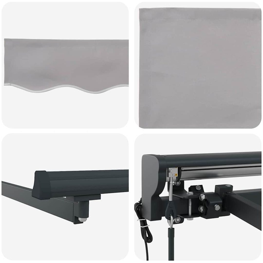 Utfällbar markis Ljusgrå Tyg vidaXL 300x250 cm – bild 5