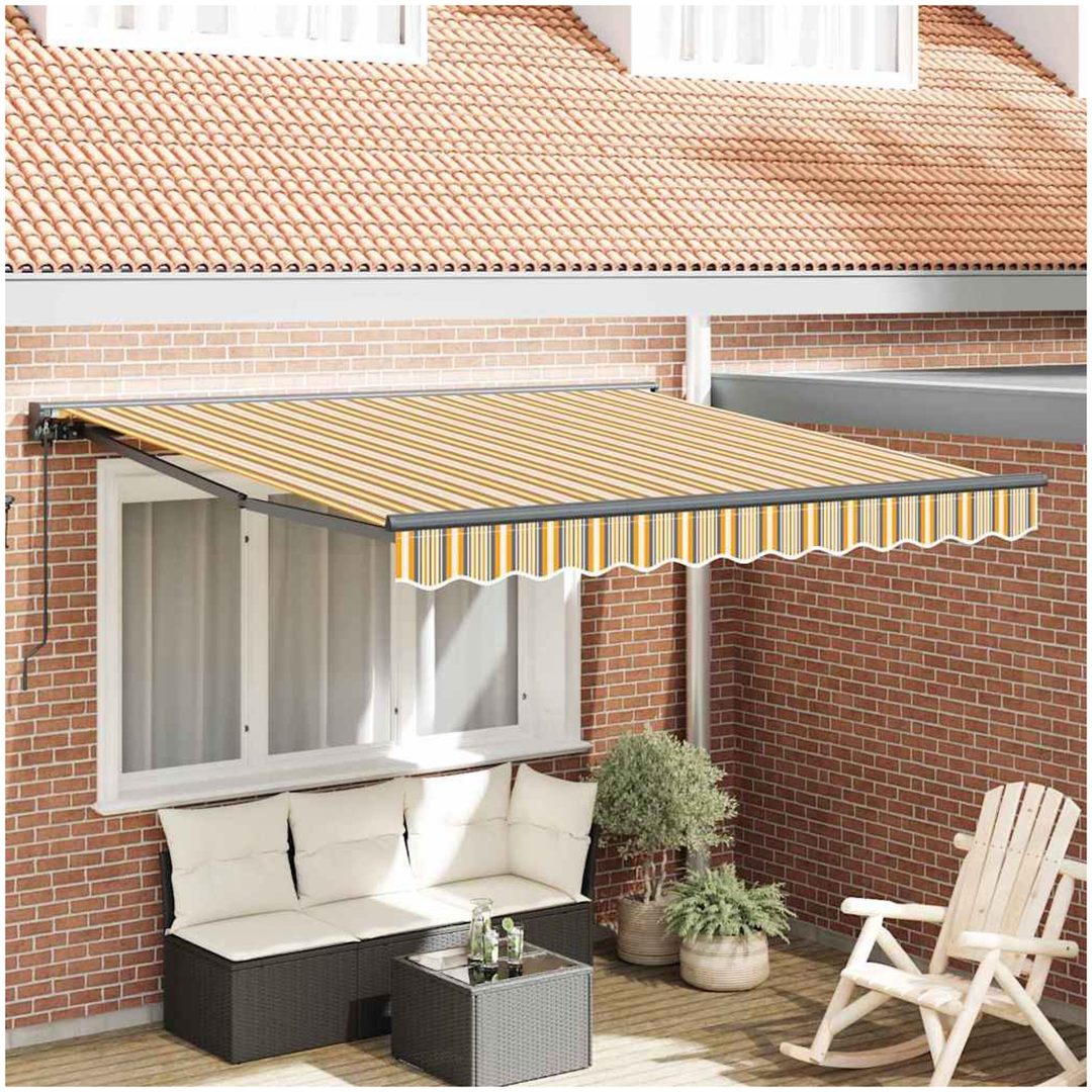 Utfällbar markis Marinblå Polyester och metall vidaXL 300x250 cm