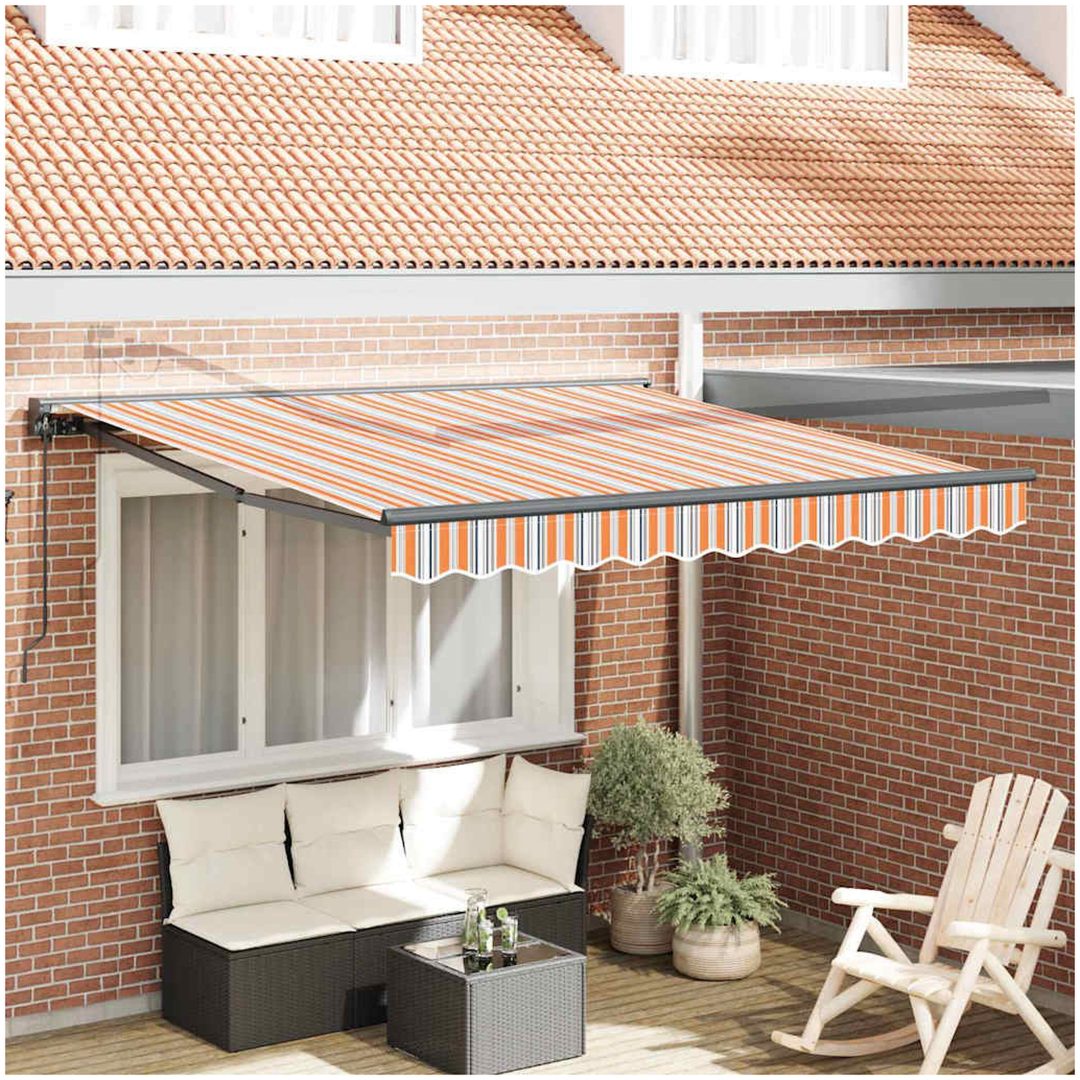 Utfällbar markis Marinblå Polyester tyg och Metall vidaXL 300x250 cm
