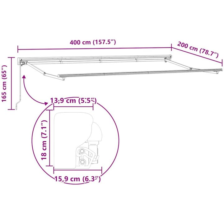 Utfällbar markis Marinblå Tyg och polyester vidaXL 400x200 cm – bild 9