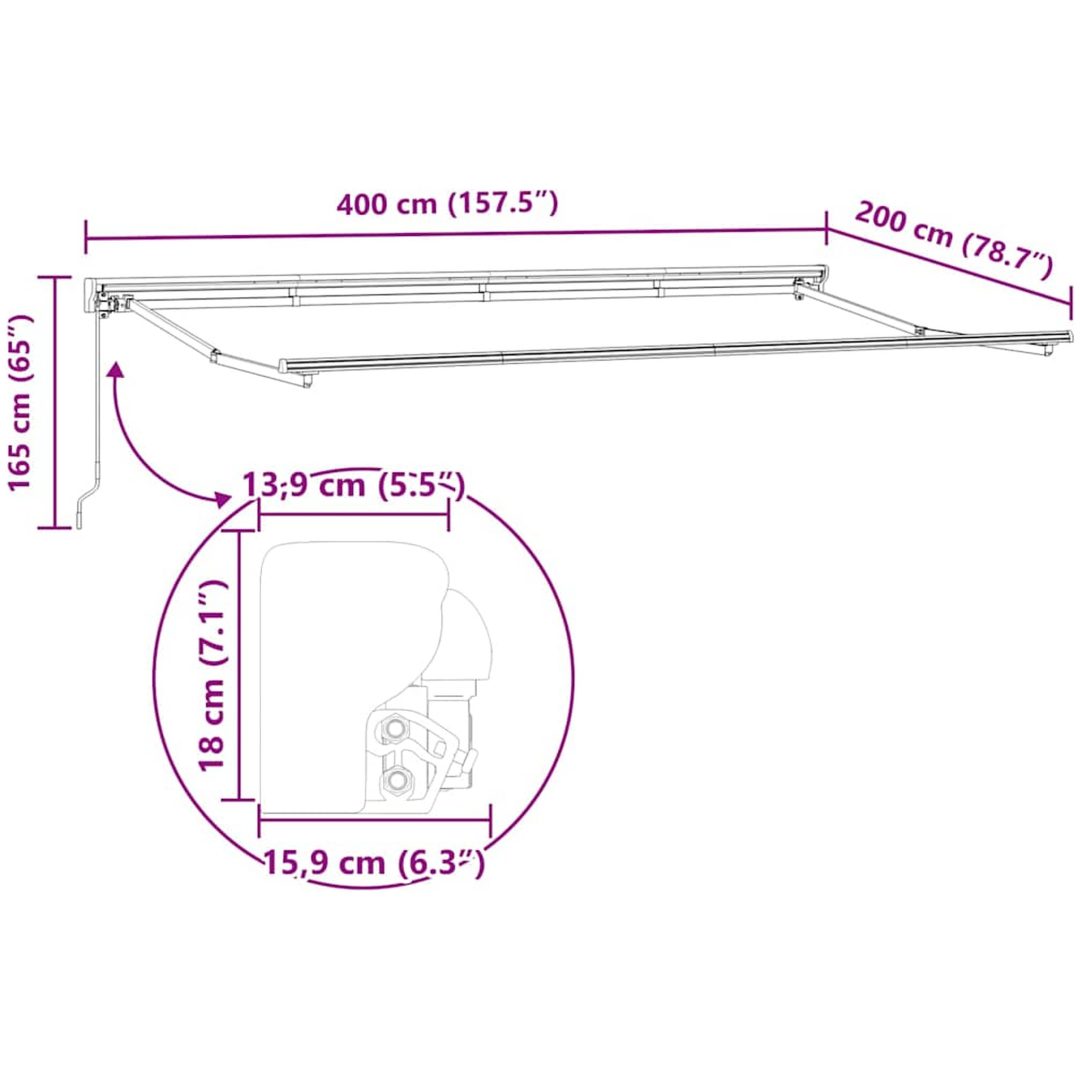 Utfällbar markis Marinblå Tyg och polyester vidaXL 400x200 cm – bild 10