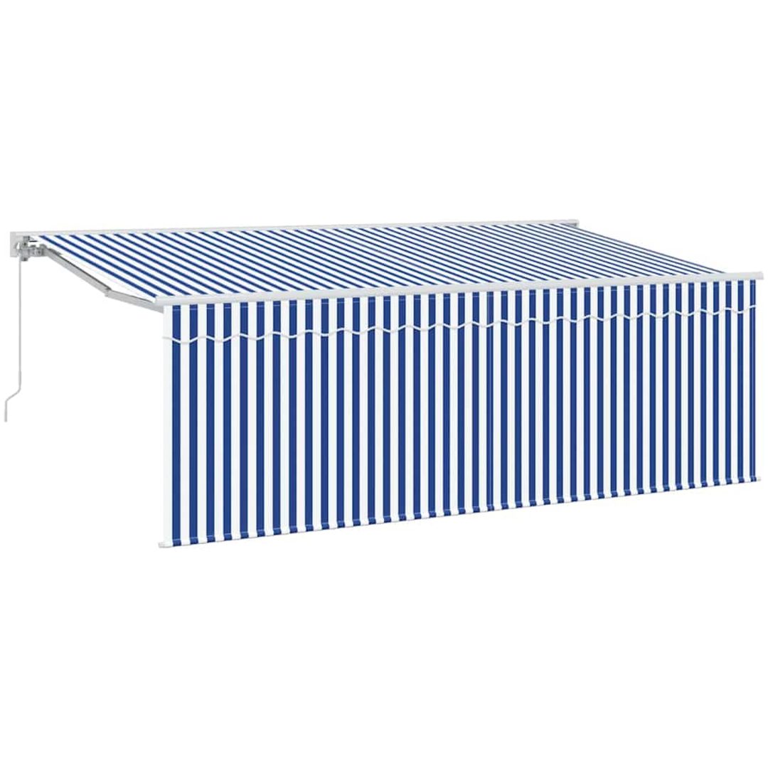 Utfällbar markis Randig Blå och Vit vidaXL 400x200 cm, 400 x 200 cm, 4 x 2 m, 400 x 120 cm – bild 2