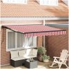 Utfällbar markis Röd och vit rand Metall vidaXL 300x250 cm – miniatyr 1