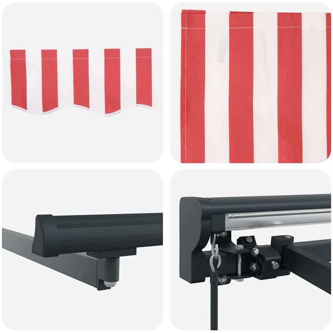 Utfällbar markis Röd och vit rand vidaXL 300x250 cm – bild 8