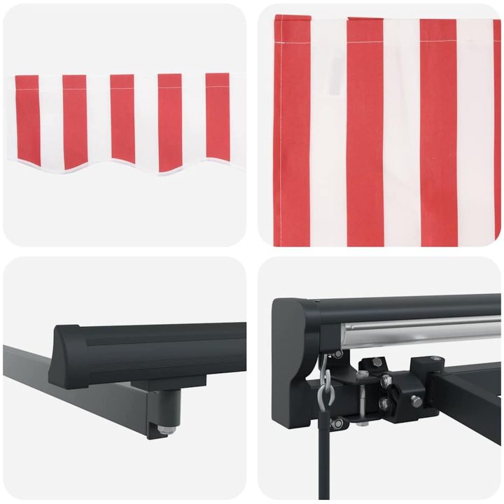Utfällbar markis Röd och vit rand vidaXL 300x250 cm – bild 8